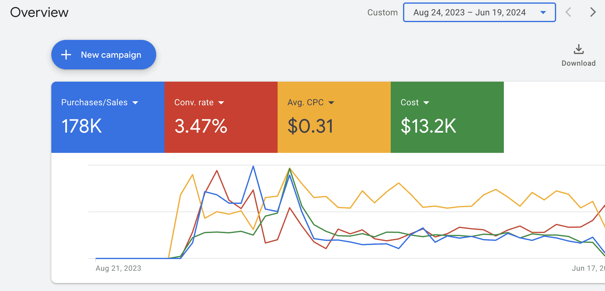 Google Ads dashboard for Shreddy Lyfe