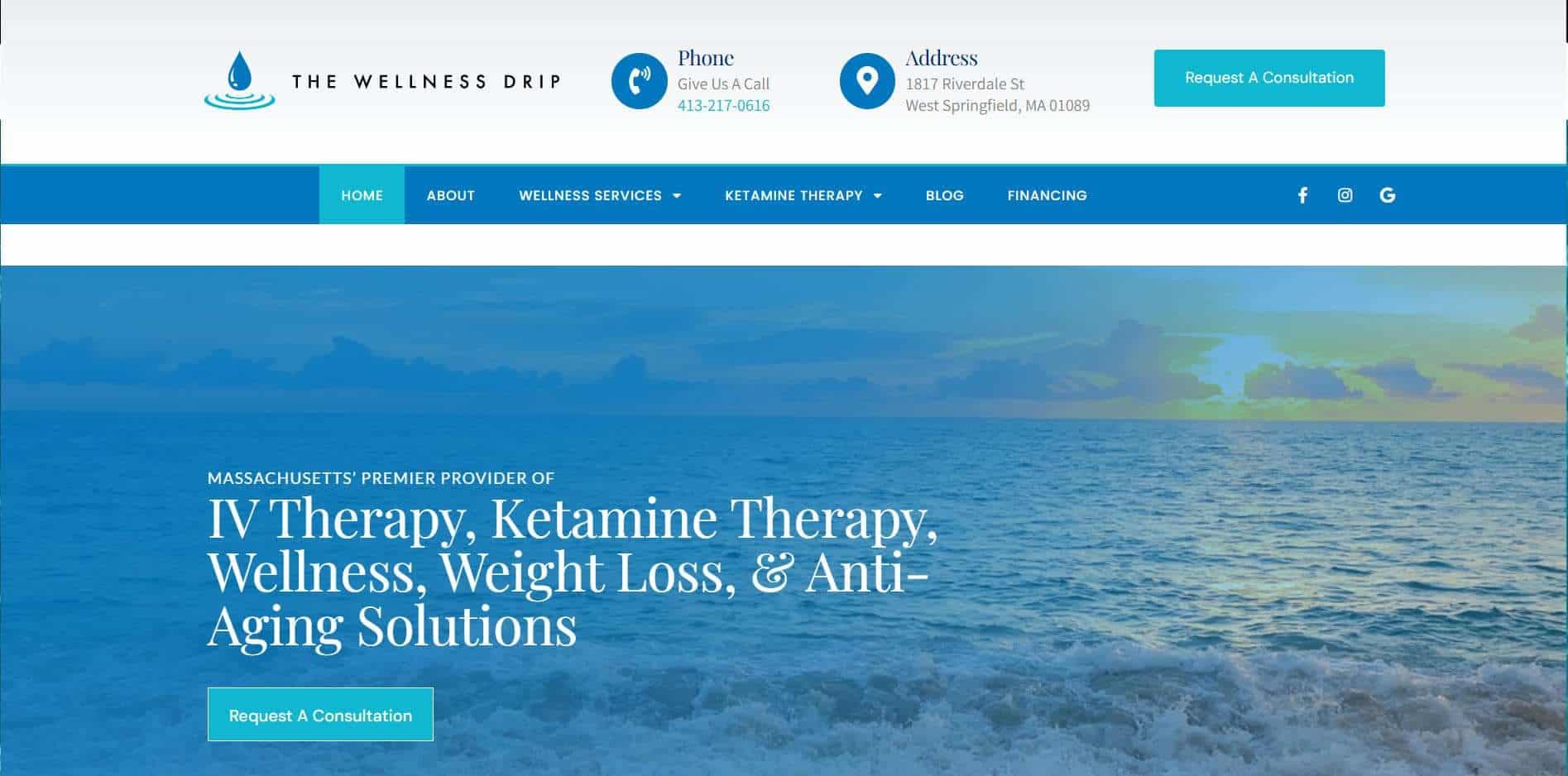 The Wellness Drip website before the redesign