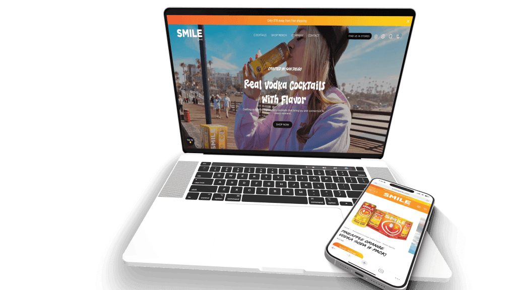 Smile Spirits website redesign shown on a laptop and a phone