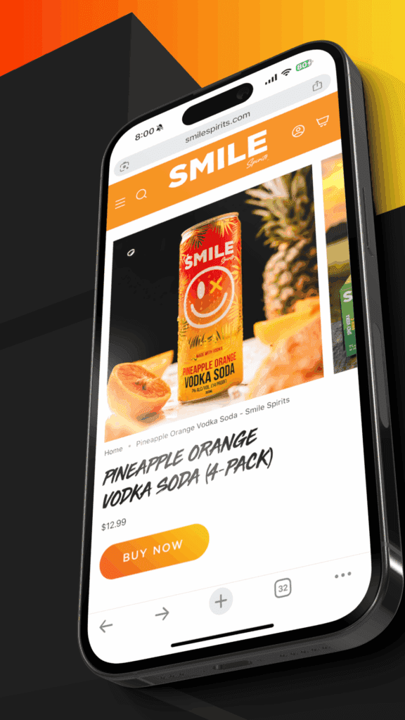 A Smile Spirits product page on a phone