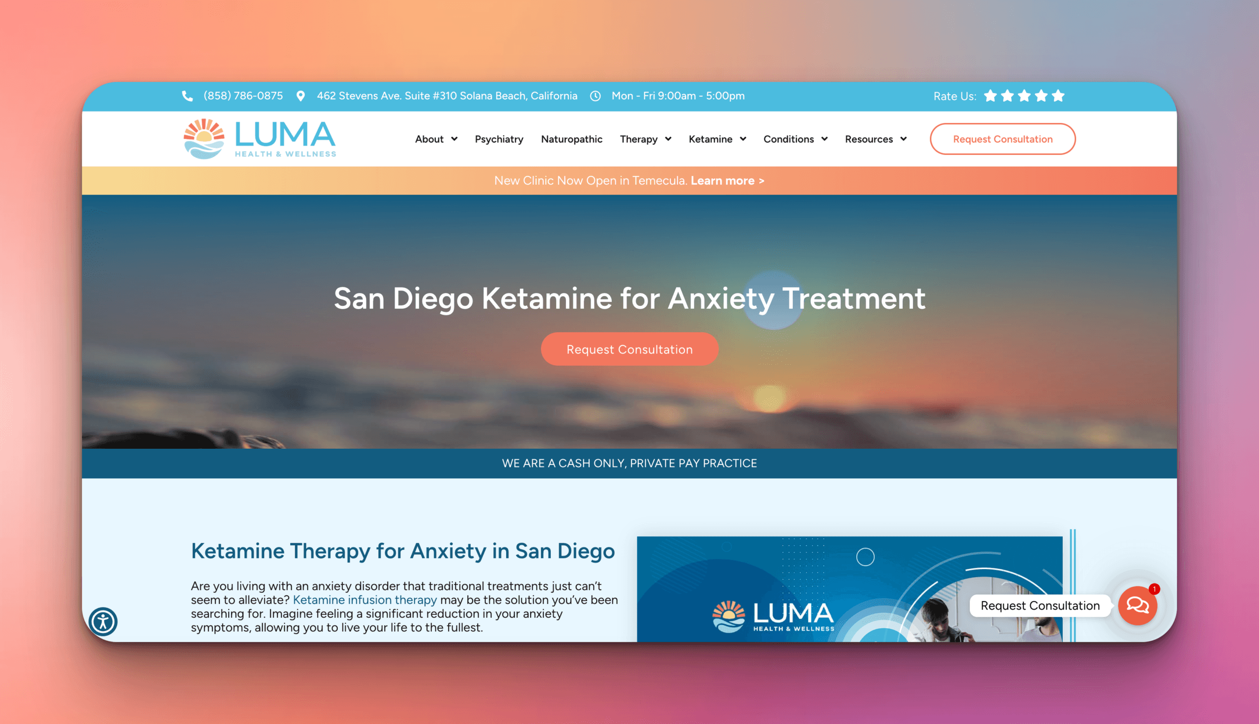 A Luma Wellness Center treatment page