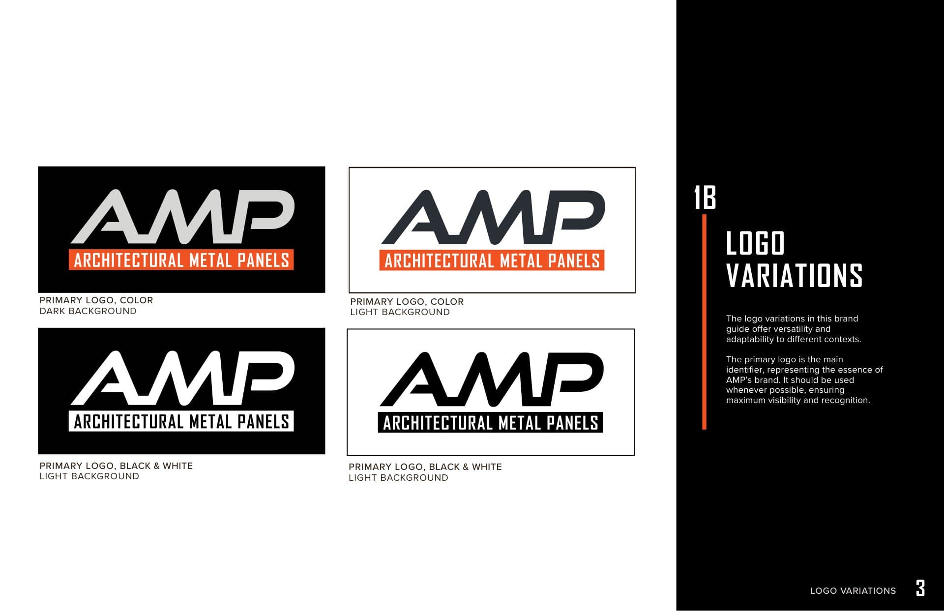 AMP logo variations on light and dark