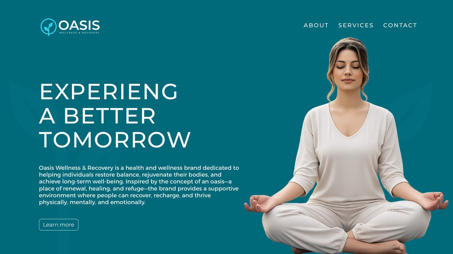 The Oasis brand applied to a website hero