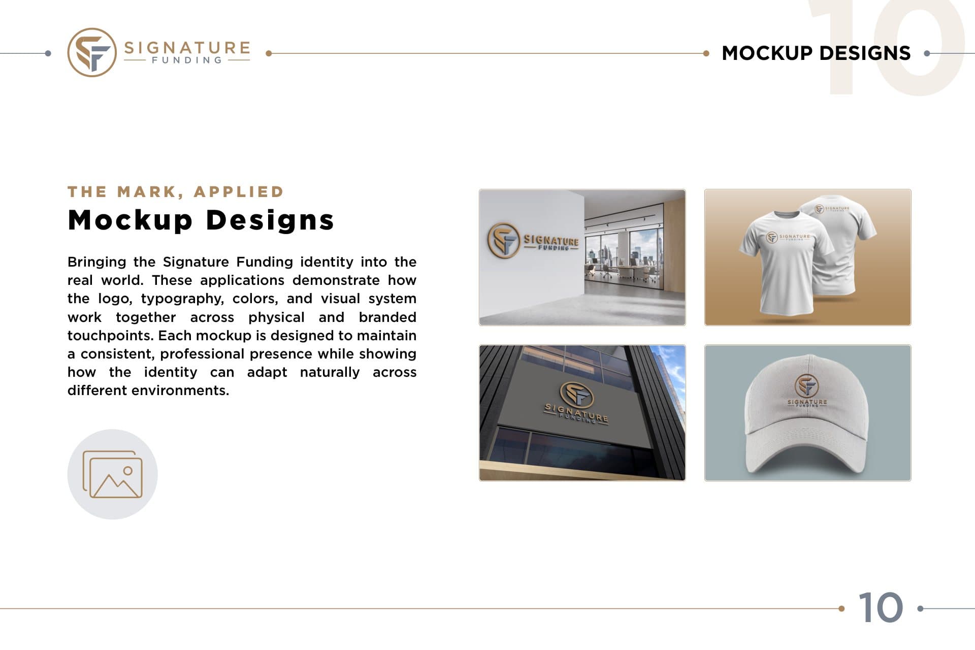 The Signature Funding brand guide: mockup designs