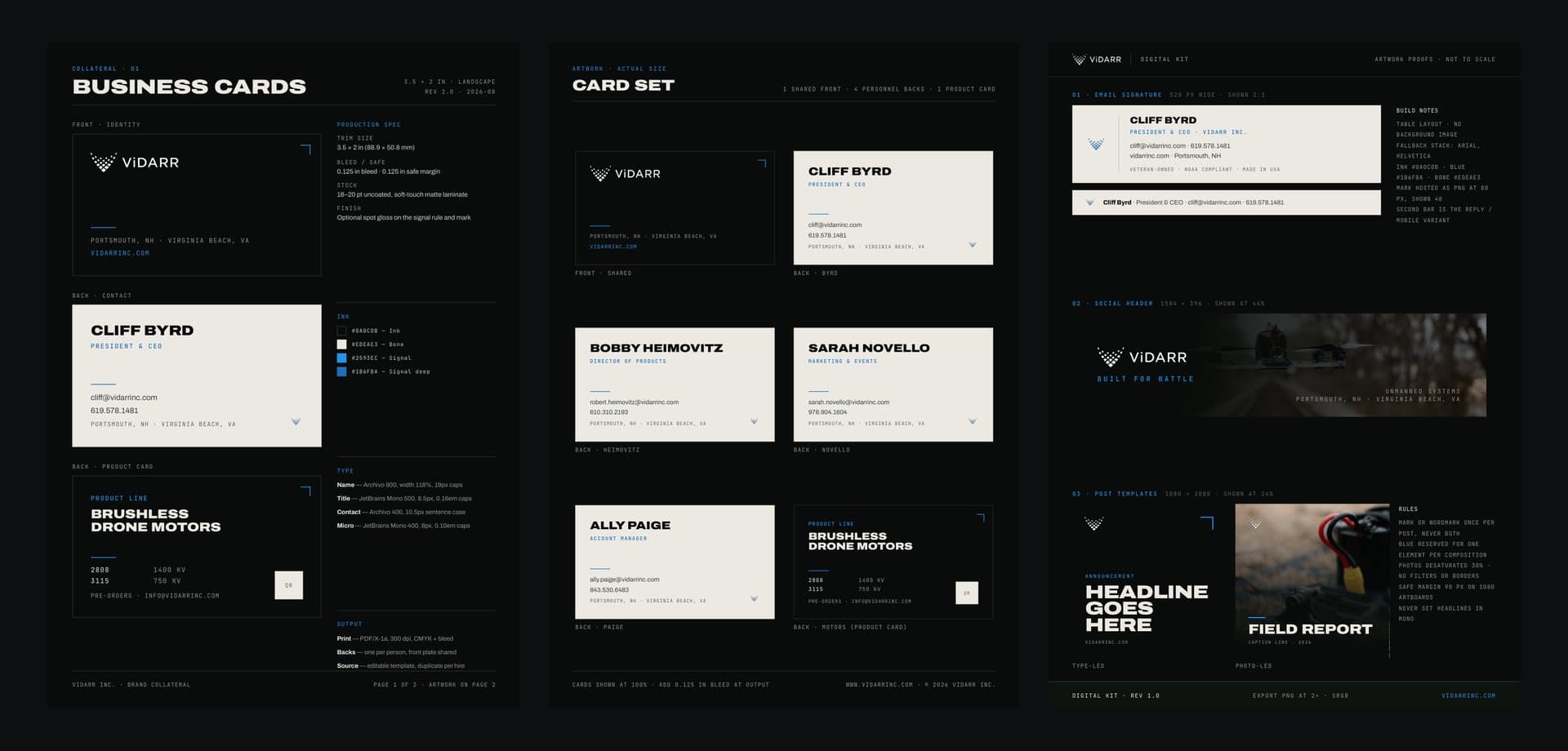 ViDARR business cards and print templates