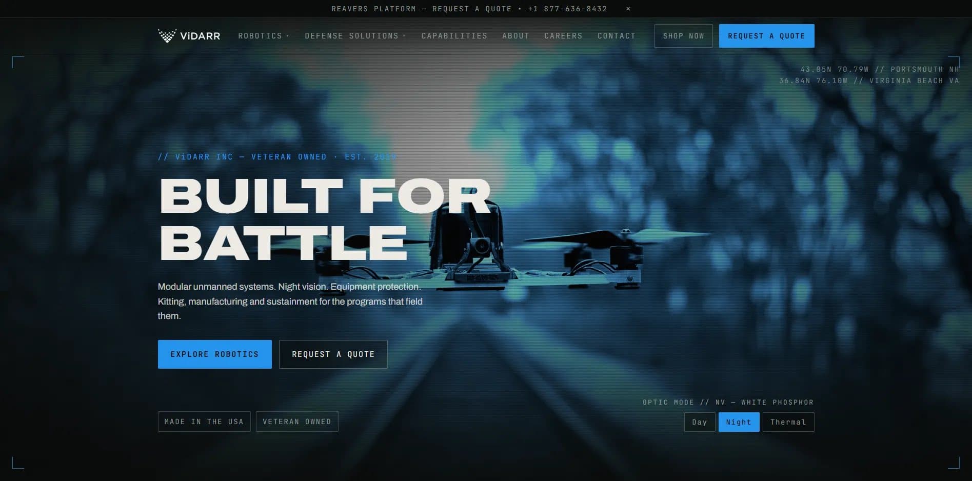 The ViDARR website after the redesign