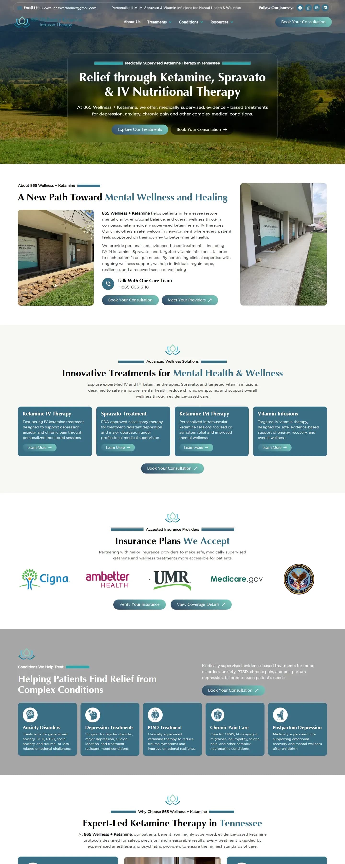 The 865 Wellness + Ketamine website on a desktop screen