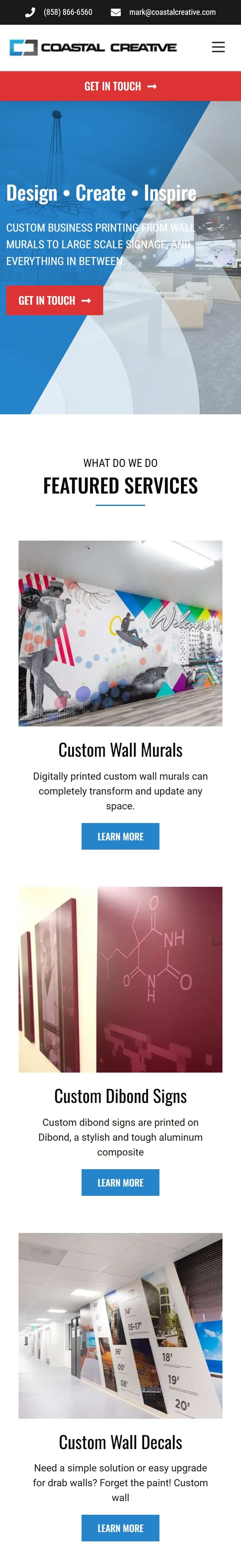 The Coastal Creative website on a phone