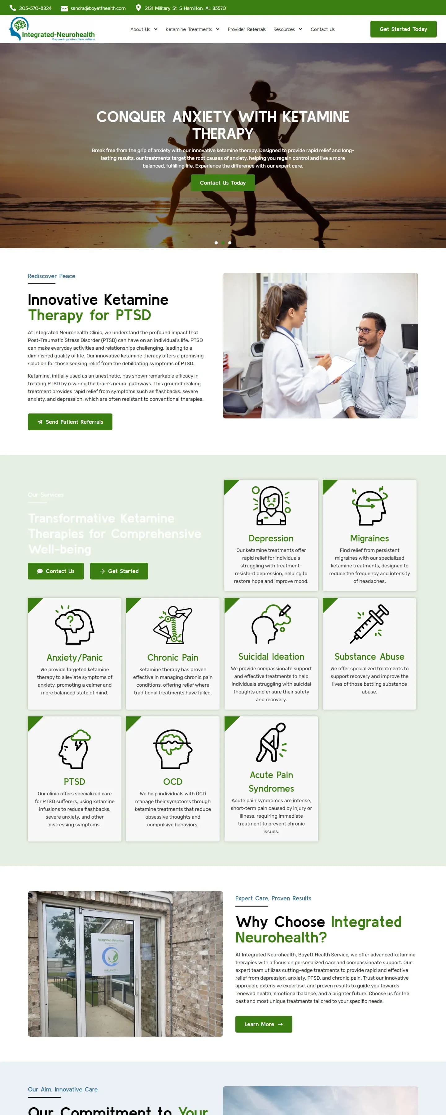 The Integrated Ketamine website on a desktop screen
