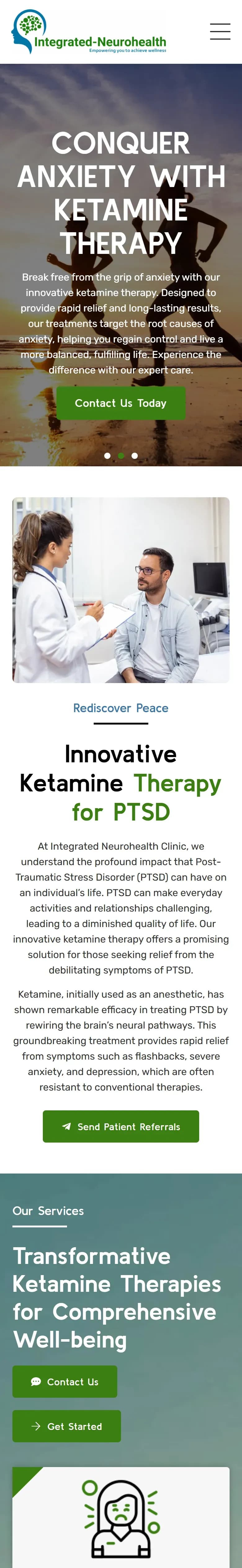 The Integrated Ketamine website on a phone