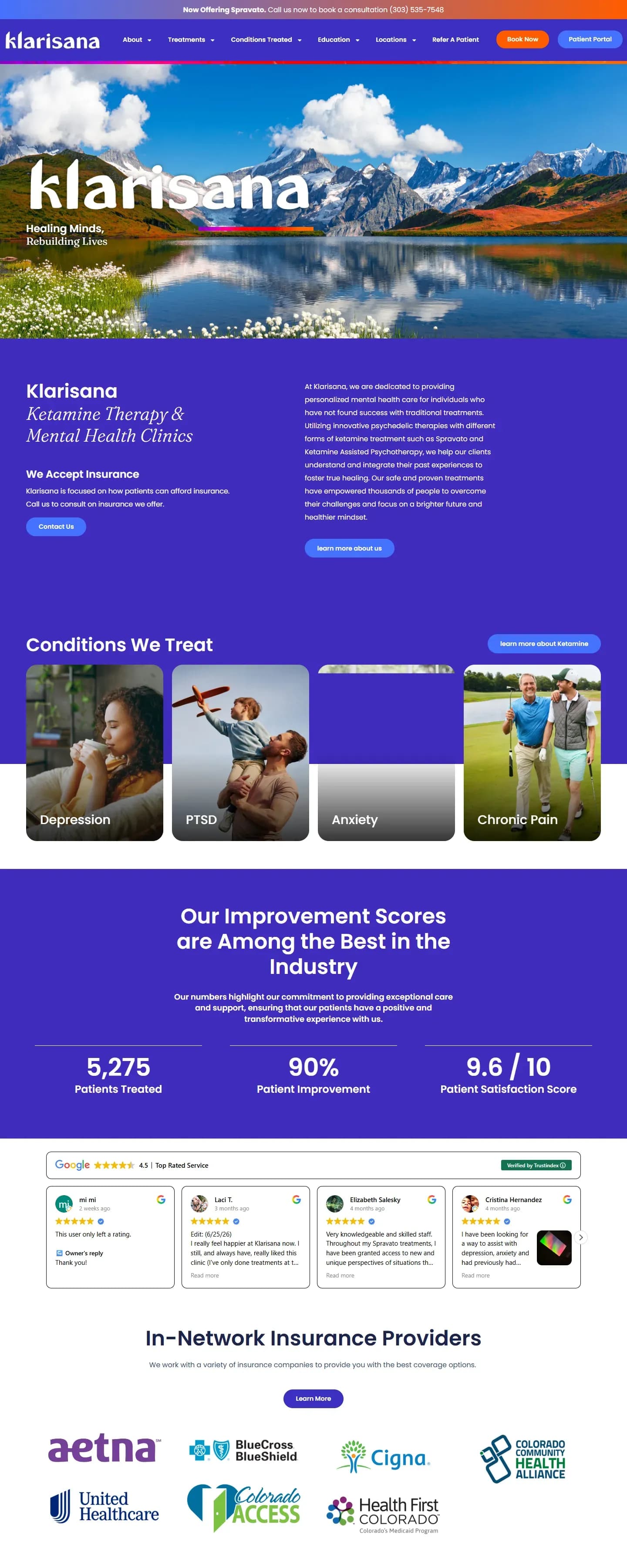 The Klarisana website on a desktop screen