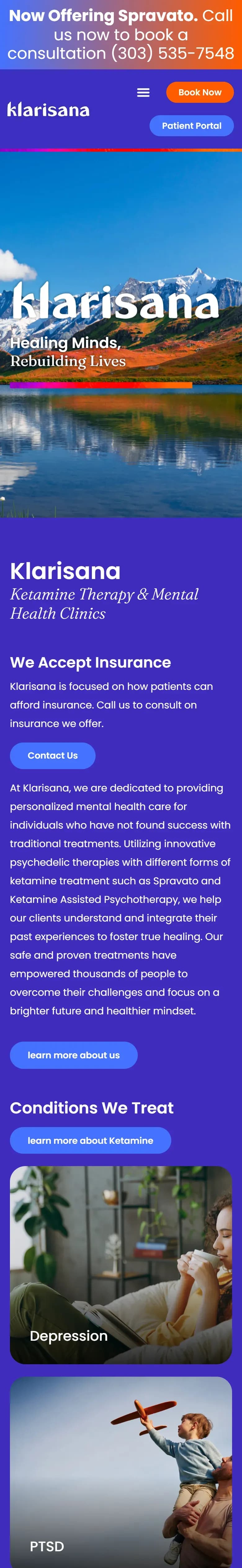 The Klarisana website on a phone
