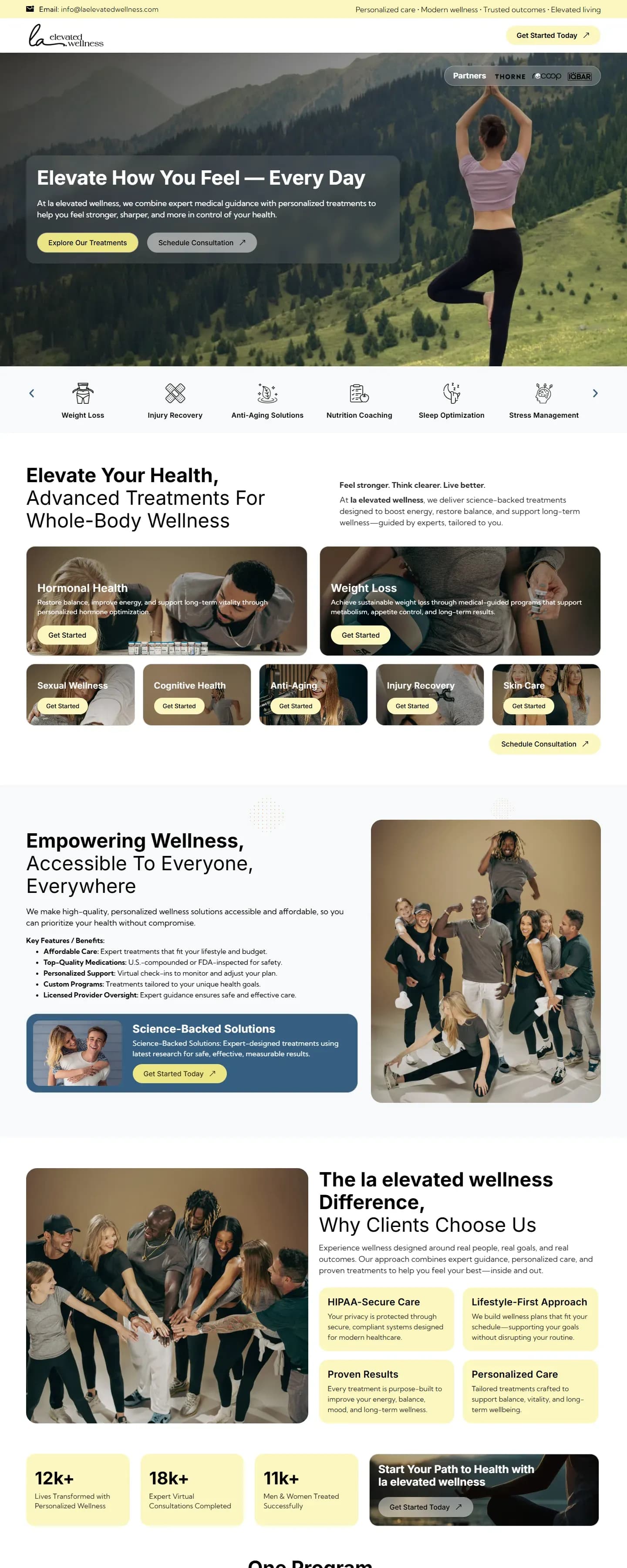 The LA Elevated Wellness website on a desktop screen