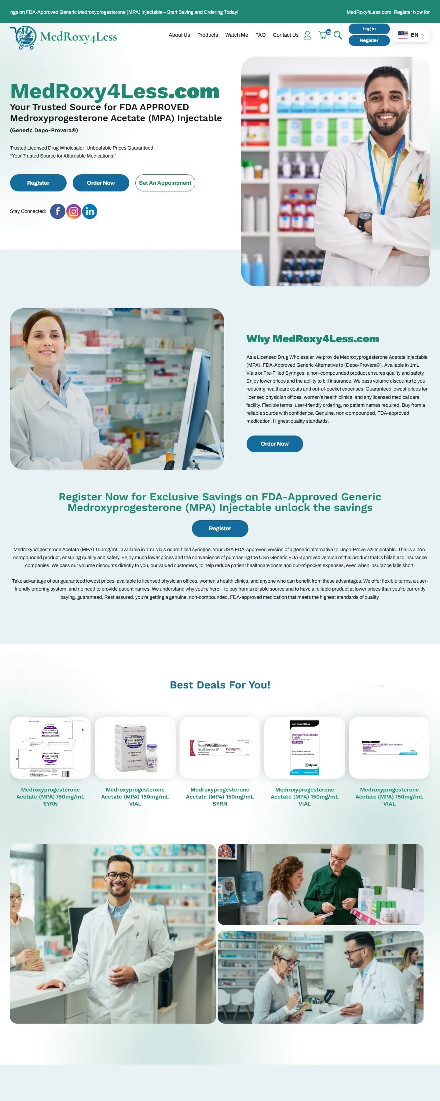The MedRoxy4Less website on a desktop screen
