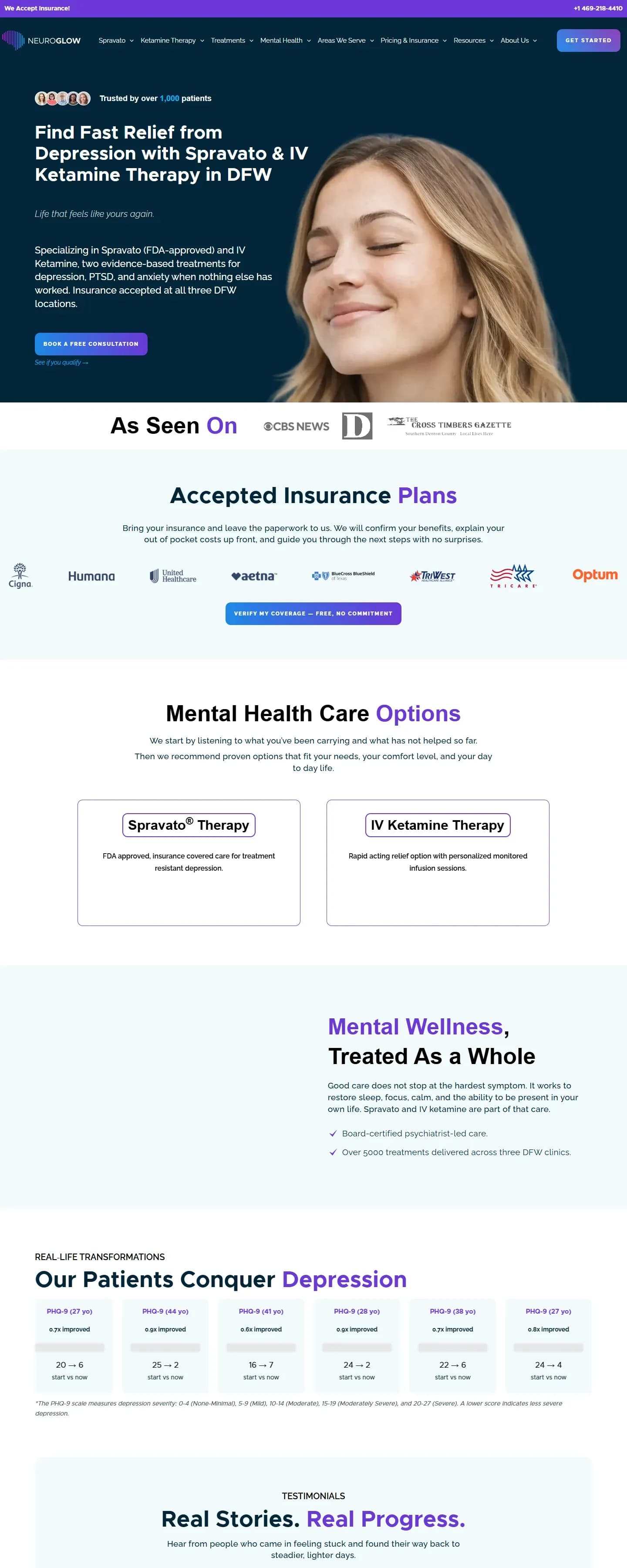 The NeuroGlow website on a desktop screen