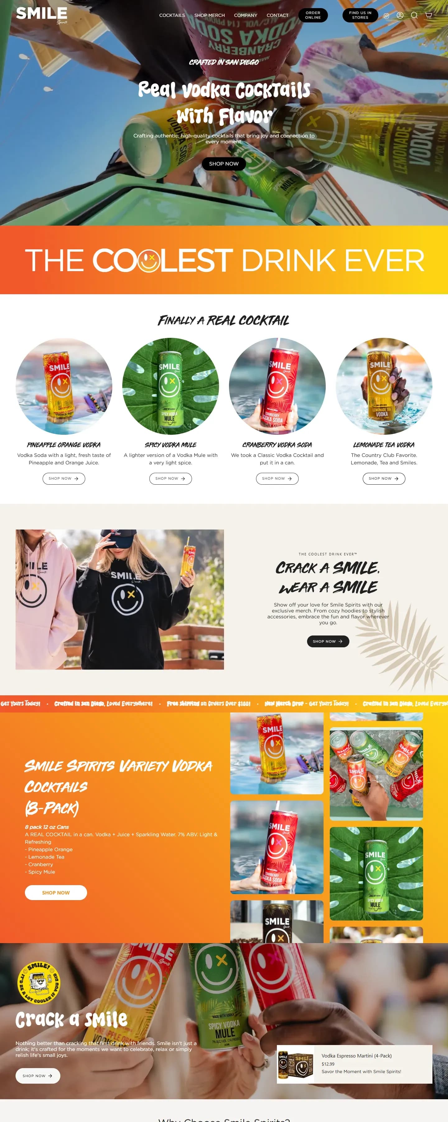 The Smile Spirits website on a desktop screen