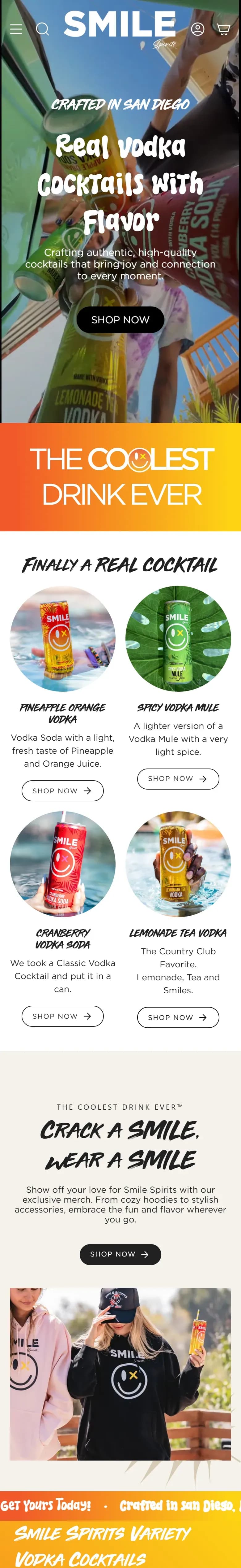 The Smile Spirits website on a phone