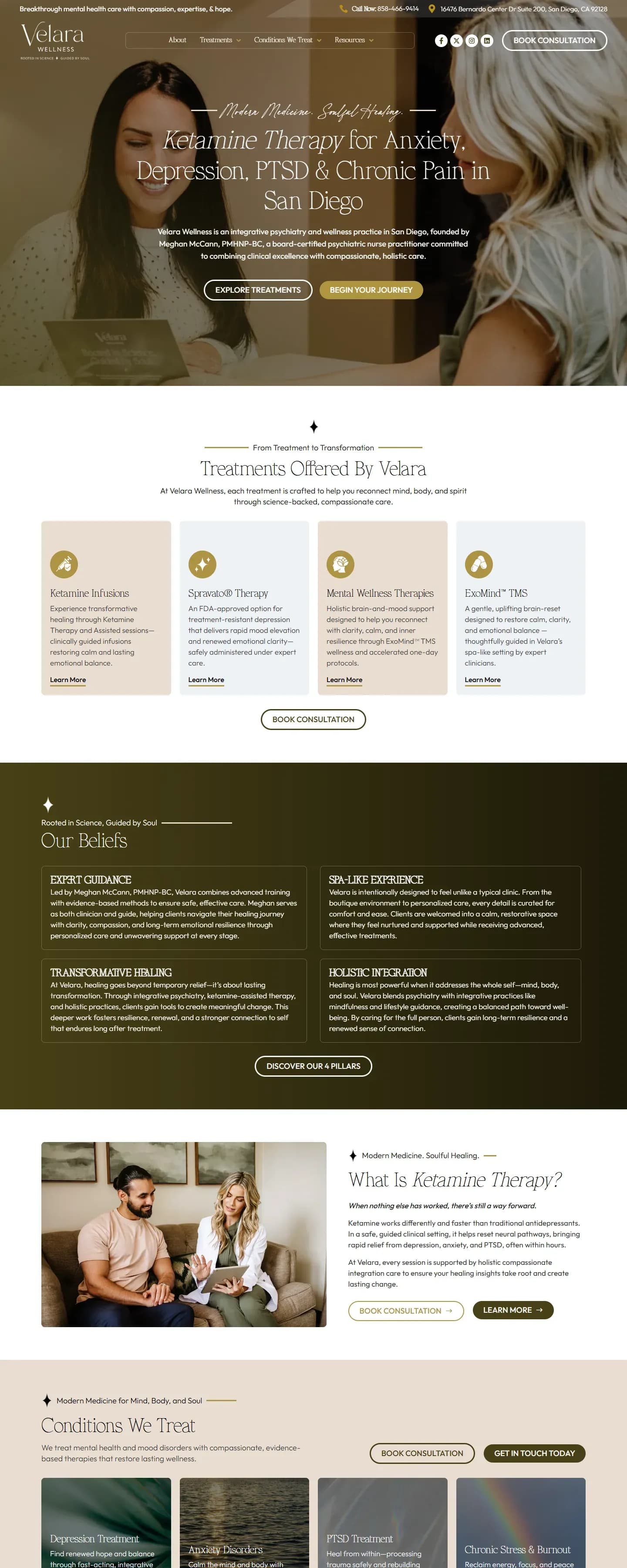 The Velara Wellness website on a desktop screen