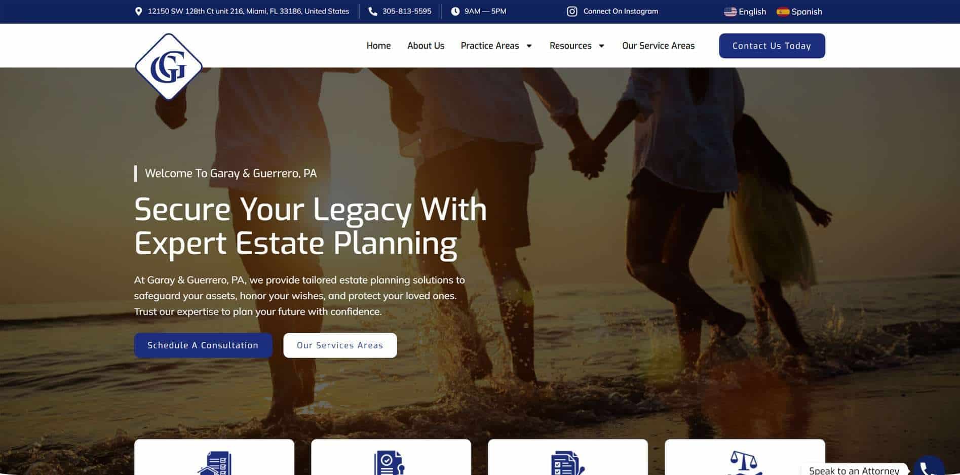 The Garay & Guerrero website after the redesign