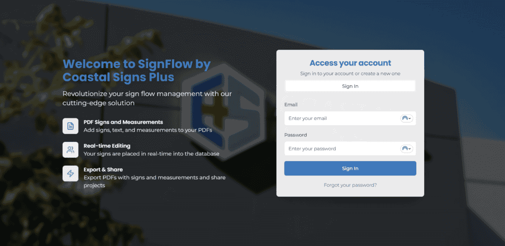 The SignFlow project dashboard