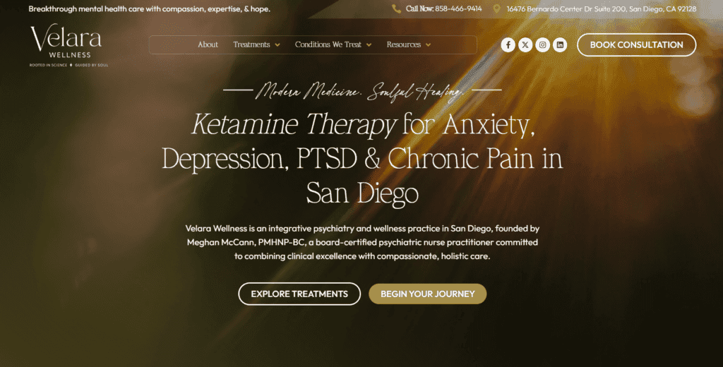 The Velara Wellness hero section