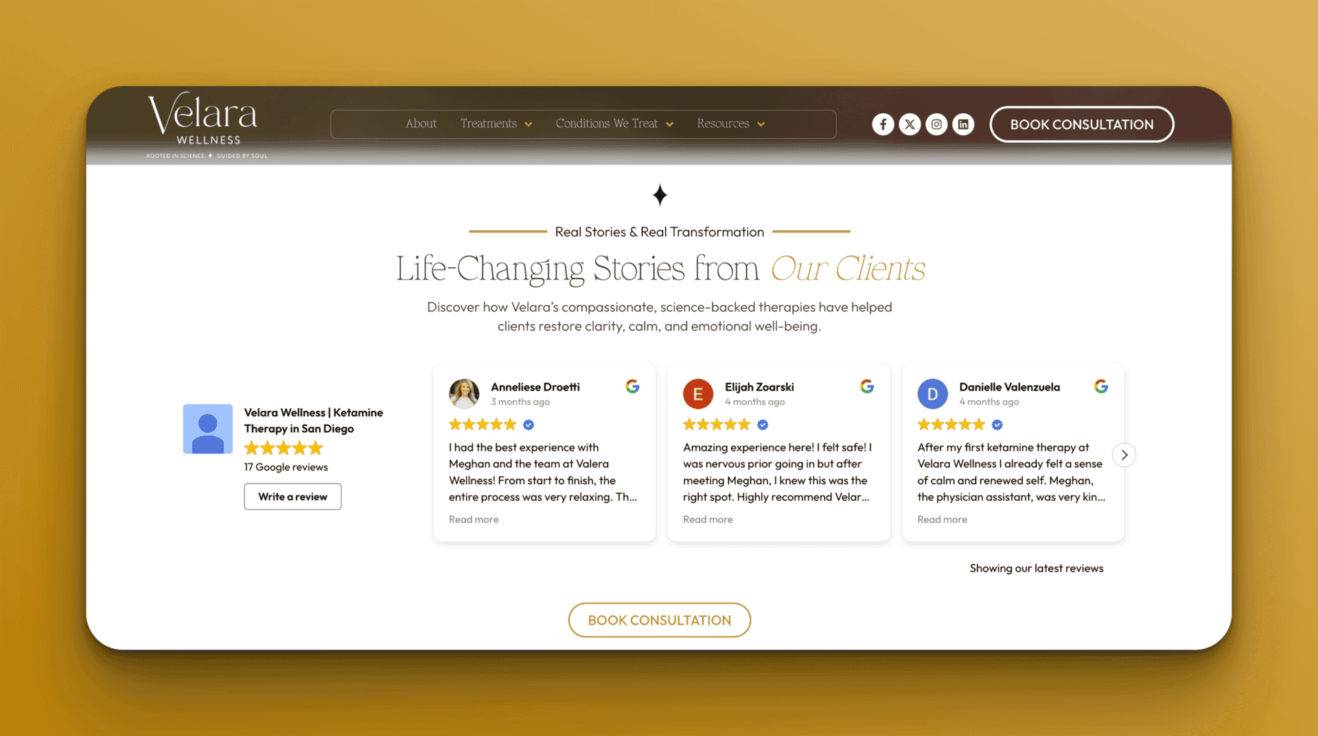 A Velara Wellness page layout