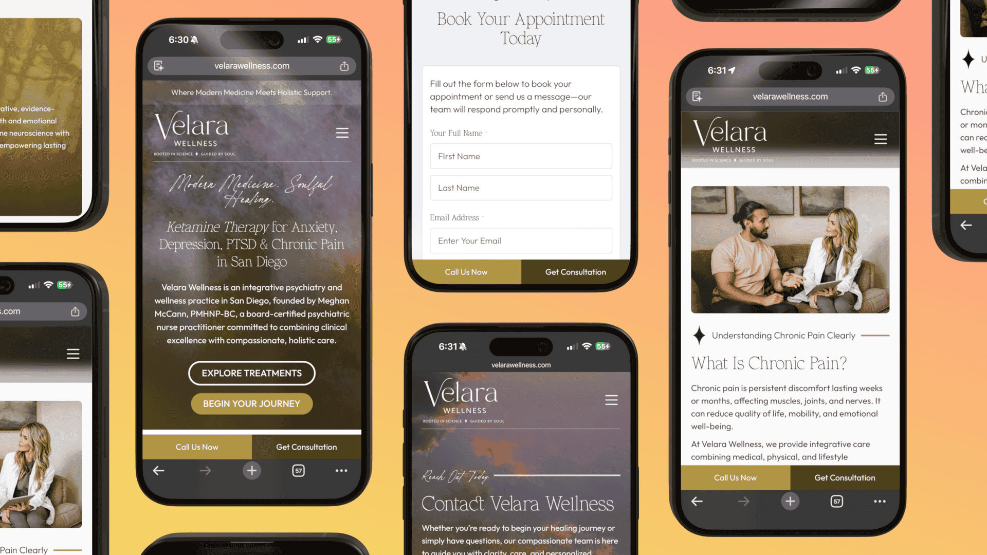 Velara Wellness mobile screens